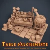 Table d'alchimiste - Mobilier Heroquest 3D-vue 3D Ajoutez un véritable laboratoire fantasy à vos parties HeroQuest grâce à cette Table d’Alchimiste 3D Dragon’s Rest imprimée en PLA+ haute qualité au format 28/32mm.