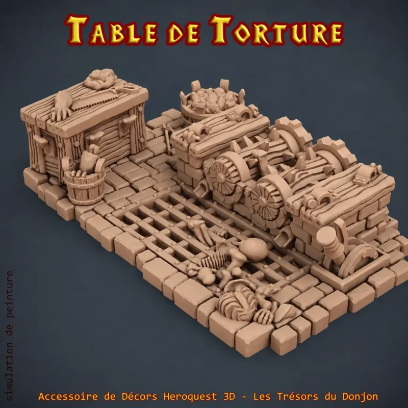 Table de torture HeroQuest 3D brute impression PLA+ — décor salle donjon licence Dragon Rest