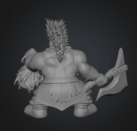 Vue 3d nain berserker dos (1) Nain Berserker TinyQuest + carte exclusive