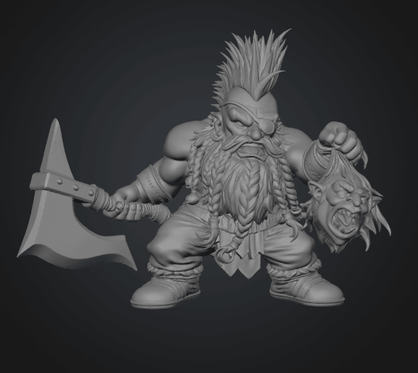Vue 3d nain berserker face (1) Nain Berserker TinyQuest + carte exclusive