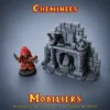 Cheminée HeroQuest 3D peinte avec feu LED — gargouilles manteau doré décor donjon PLA+ atelier breton