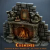 chiminée heroquest Cheminée HeroQuest 3D peinte avec feu LED — gargouilles manteau doré décor donjon PLA+ atelier breton