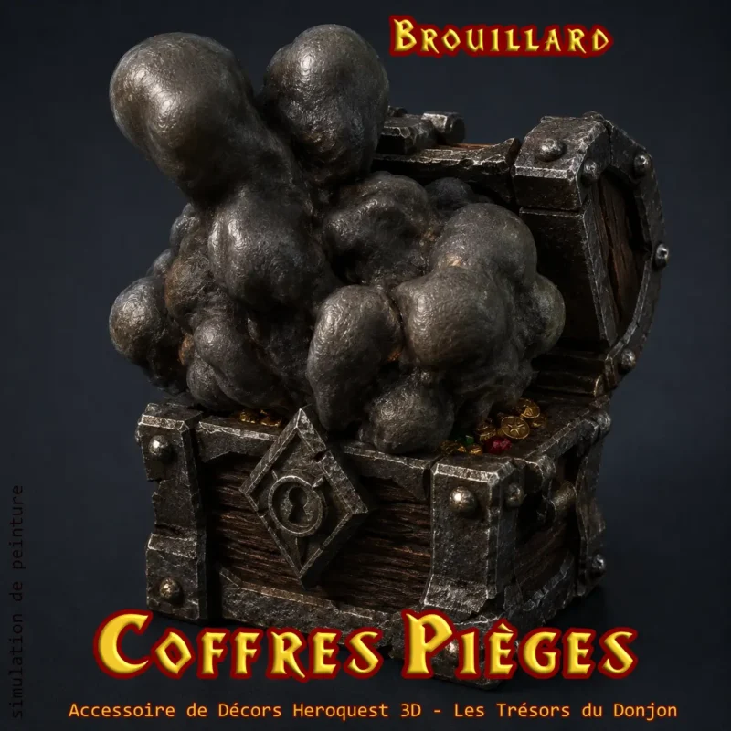 coffres pieges heroquest - coffre piege brouillard Coffre piège brouillard HeroQuest 3D — nuage sombre impression PLA+ atelier breton