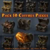 coffres pieges heroquest - coffre tresor pack (1) Pack 10 coffres pièges HeroQuest 3D imprimés PLA+ — licence Dragon Rest atelier breton