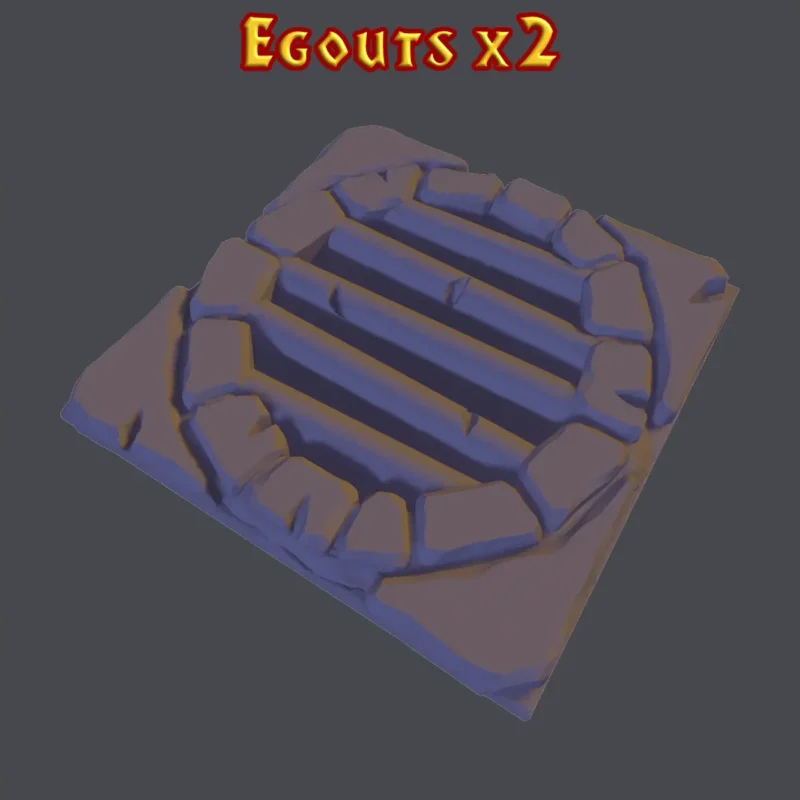 Égouts HeroQuest 3D brut PLA+ — grille de sol 25mm ou 38mm décor donjon licence Dragon Rest