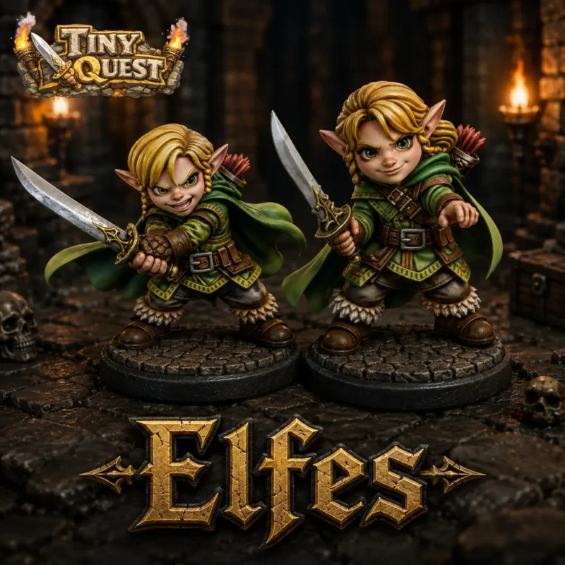 elfes-tinyquest (1) Figurines Elfes Tiny HeroQuest – Compatibles Plateau 3D