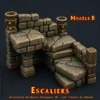 escaliers Heroquest - modele B (1) Escalier HeroQuest 3D Modèle B — descente fissurée colonnes urnes, décor donjon PLA+ Dragon Rest