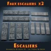 faux escaliers (2) Faux escaliers HeroQuest 3D plats en perspective — tokens PLA+ 3 et 5 cases, comparaison cartons d'origine 25mm et 38mm, atelier breton