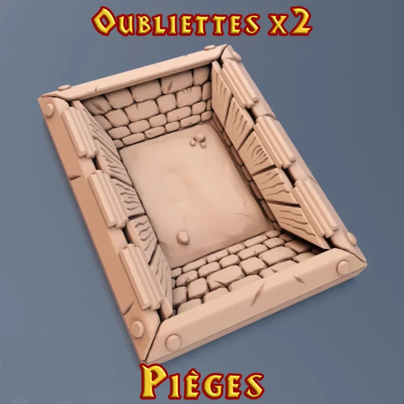 Oubliette HeroQuest 3D brute PLA+ — piège sol 25mm ou 38mm licence Dragon Rest