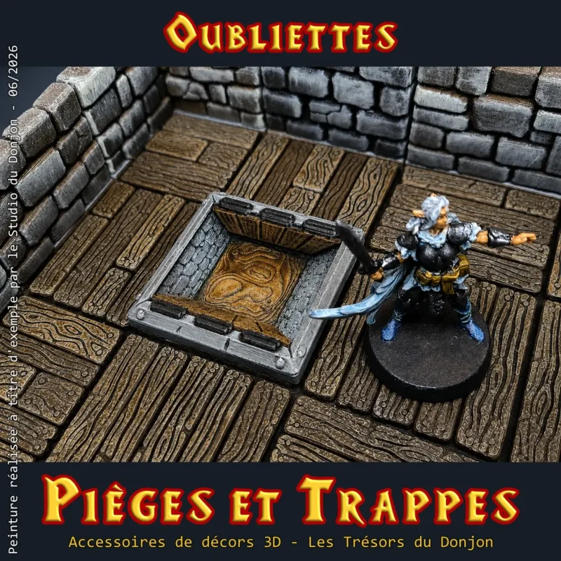 oubliette piege heroquest modele peint avec figurine de l'elfe
