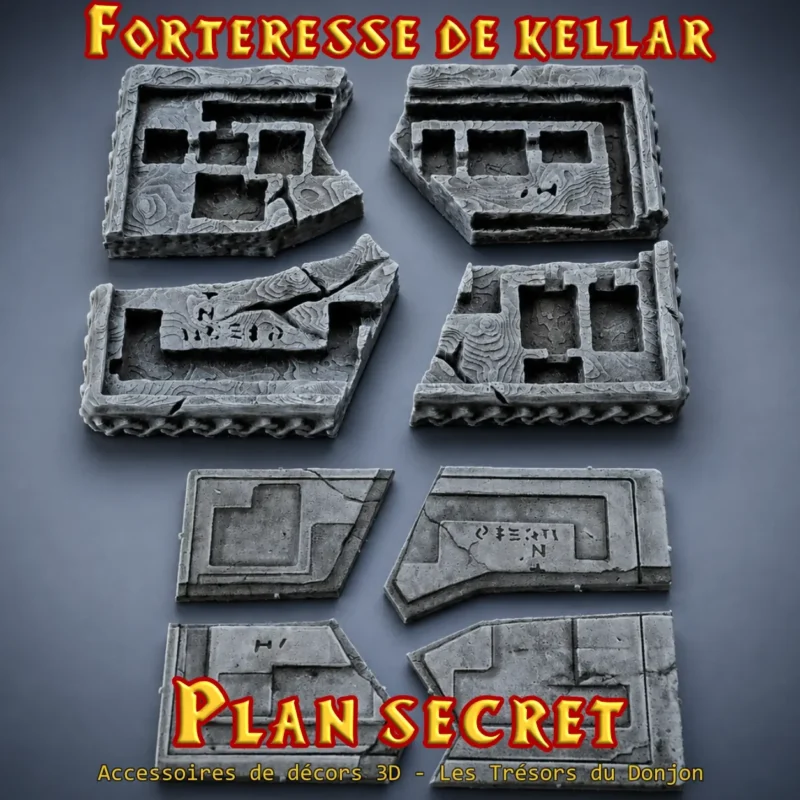plan secret kellars keep (1) Plan secret Forteresse de Kellar HeroQuest 3D — fragments pierre gravée runique PLA+ atelier breton