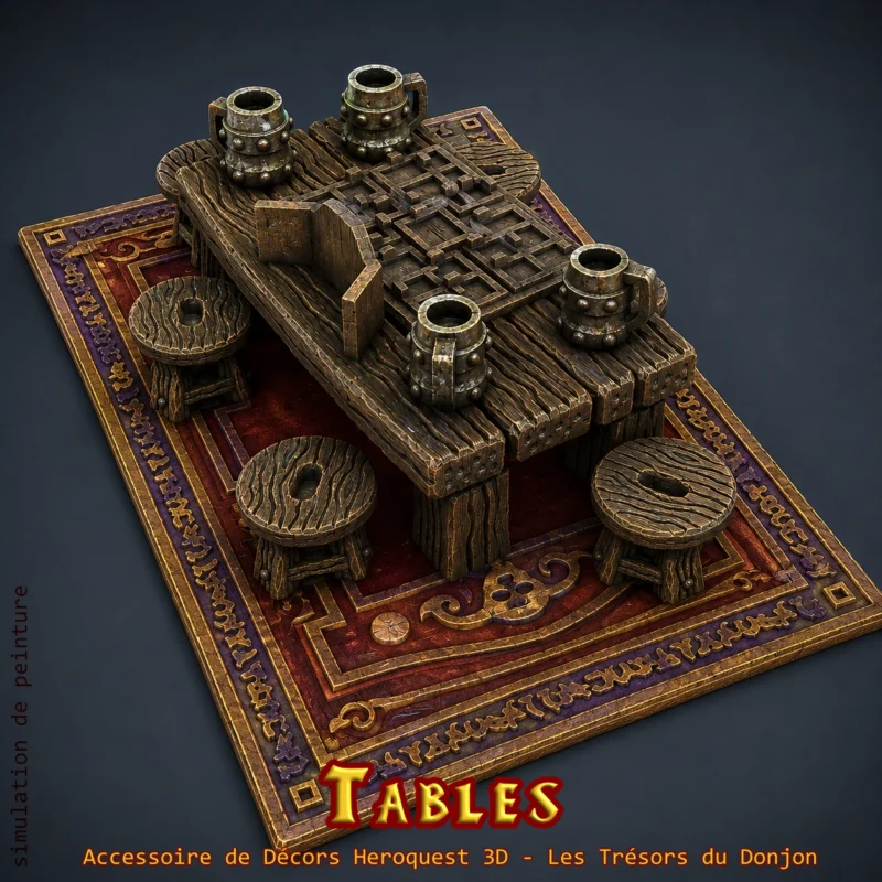 tables heroquest Plateau tables HeroQuest 3D Top D — grande tablée festive 6 chopes séparateur PLA+