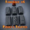 tombeaux heroquest-1 (1) Pack 6 tombeaux donjon 3D couvercles gravés — croix sorcier runes crânes fissures dalle, PLA+ gris atelier breton