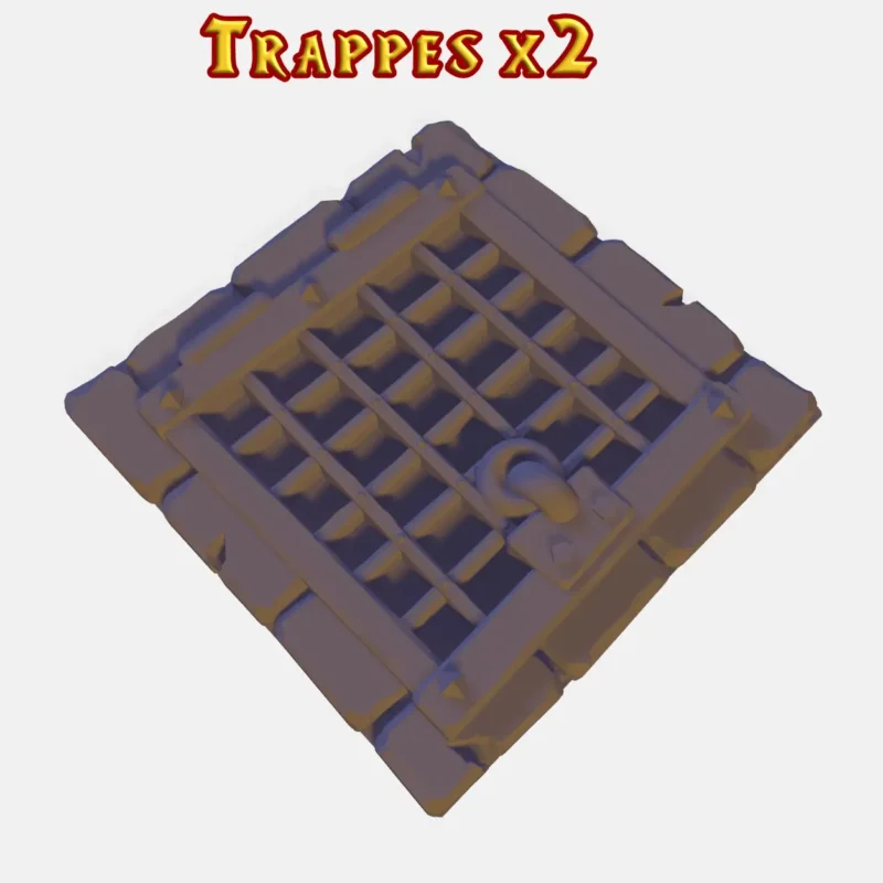 trappes heroquest-modele 3d (1) Trappe HeroQuest 3D brute PLA+ — piège de sol grille 25mm ou 38mm licence Dragon Rest