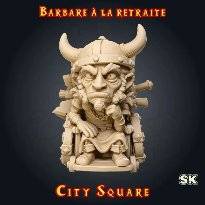 Barbare à la retraite (1) figurine barbare à la retraite HeroQuest 3D PNJ City Square StoneKing résine