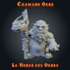 Chamane Ogre figurine chamane ogre en résine, bâton à chaudron, gamme La Horde des Ogres, imprimée 3D en atelier breton