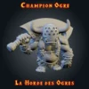 Champion Ogre Heroquest figurine champion ogre HeroQuest en résine, casque à cornes de taureau, gamme La Horde des Ogres, imprimée 3D en atelier breton