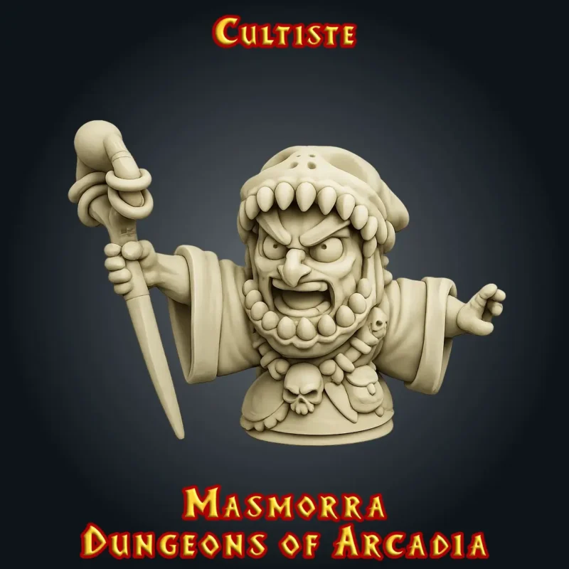 Cultiste-sk figurine cultiste donjon JDR 3D capuche dents Masmorra StoneKing résine