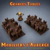 grande table d'auberge médiévale 3D PLA+ marron décor JDR modèle A et B