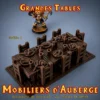 table d'auberge médiévale 3D modèle B vaisselle nourriture décor taverne JDR