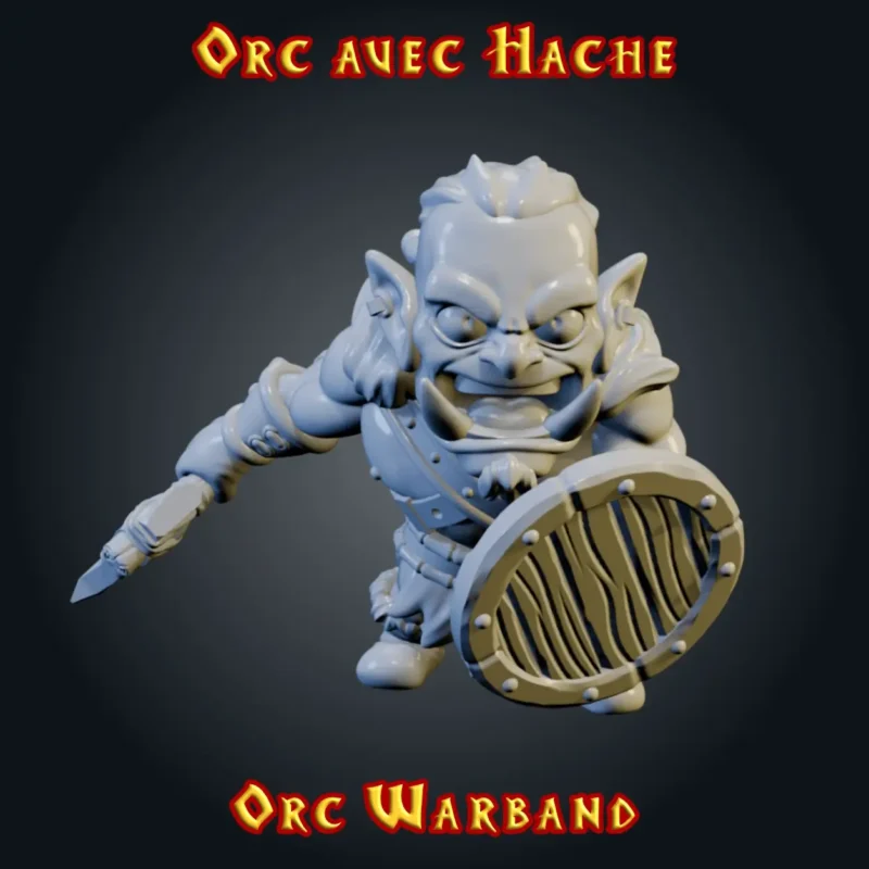 Orc avec hache Figurine Orc avec Hache 3D imprimée en résine — Série Orcs StoneKing compatible HeroQuest