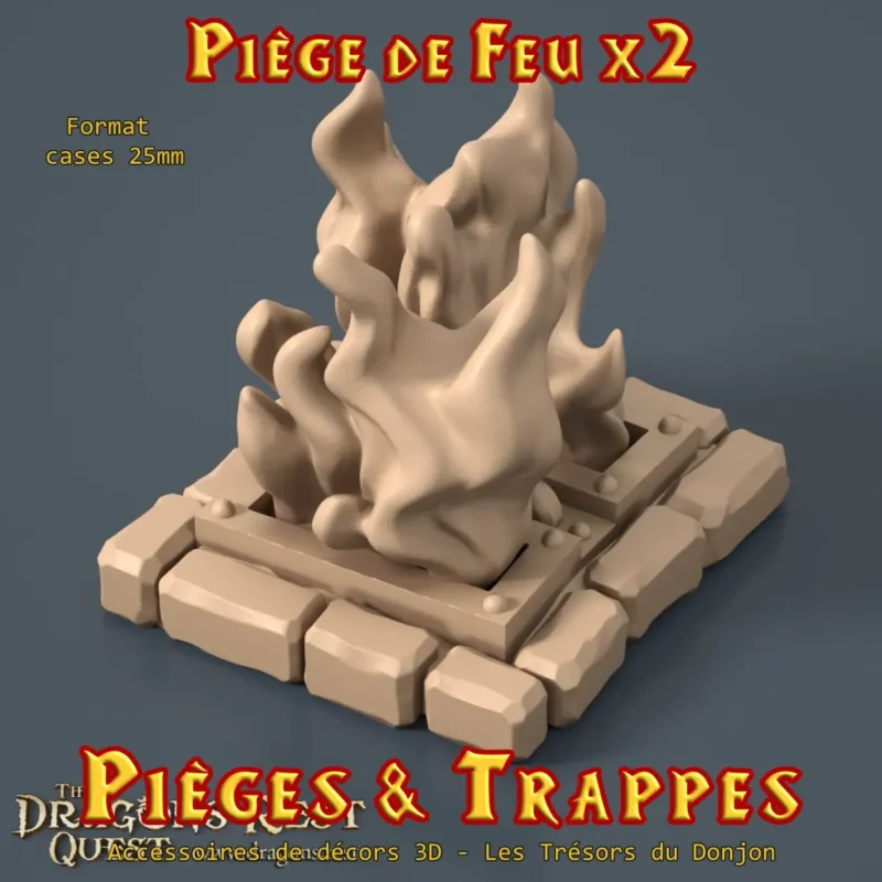 Piège de feu 25mm piège de feu donjon 3D PLA+ format 25 mm lot de 2