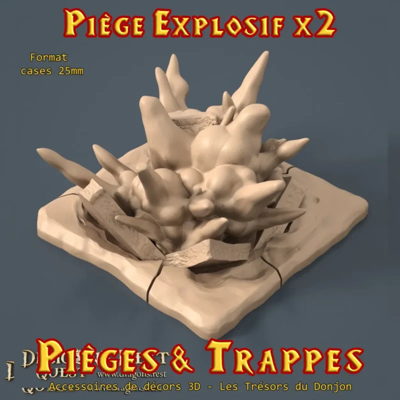 Piège explosif 25mm piège explosif donjon 3D PLA+ format 25 mm lot de 2