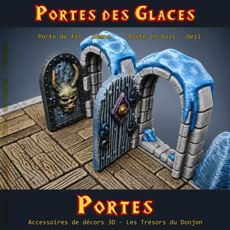 portes des glaces décor donjon 3D peintes exemple rendu porte Démon Oeil