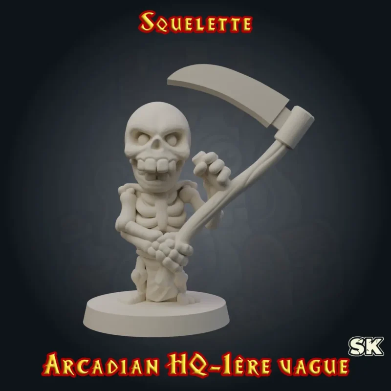 figurine squelette HeroQuest 3D résine Arcadian 1ère Vague StoneKing