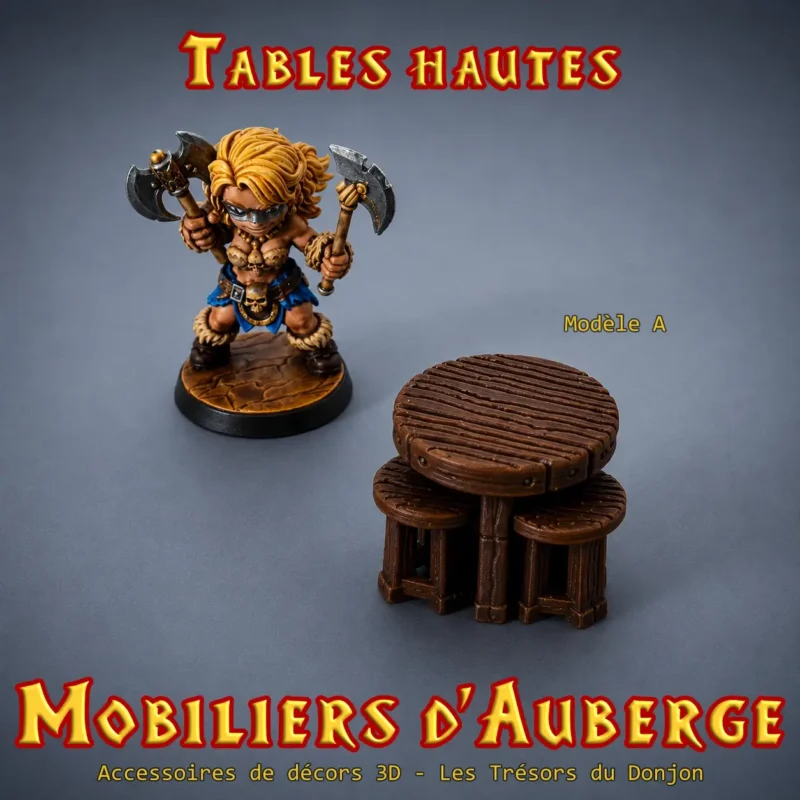 table haute auberge 3D modèle A vide PLA+ marron décor wargame