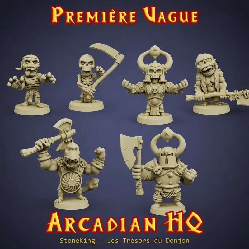 arcadian hq premiere vague (1) figurines monstres HeroQuest chibi 3D Arcadian HQ Première Vague StoneKing résine 12K