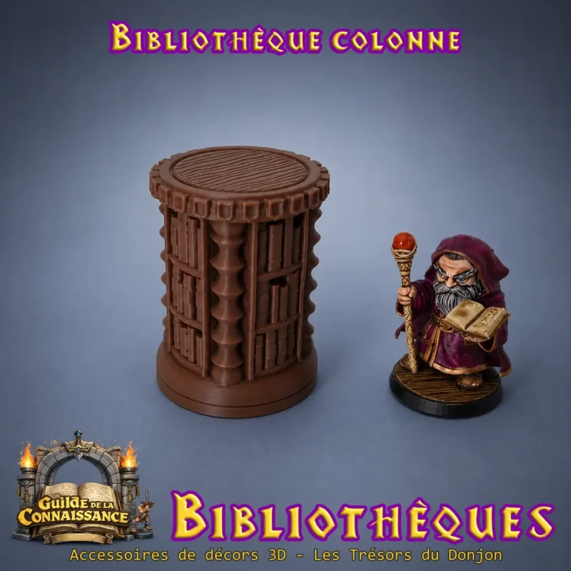 bibliothèque colonne donjon 3D décor médiéval imprimé JDR