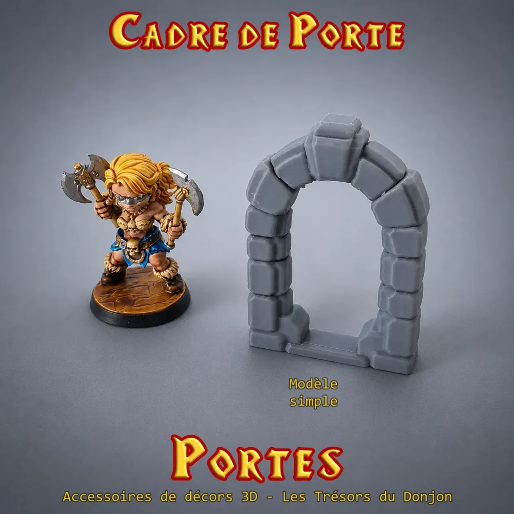 cadre de porte donjon 3D avec seuil PLA+ pierre interchangeable