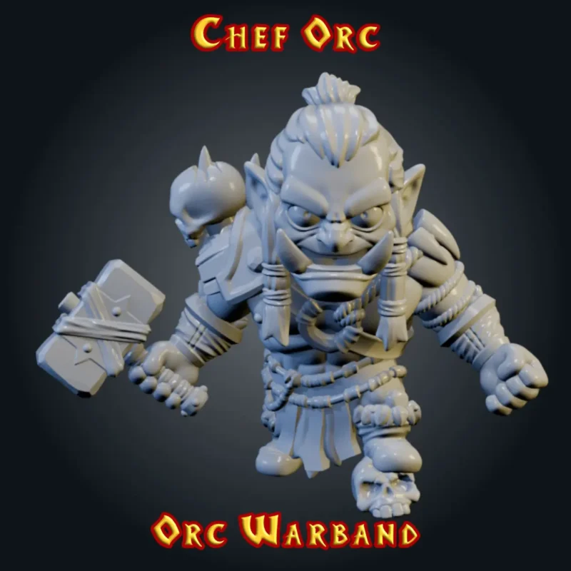 chef orc Figurine Chef Orc 3D imprimée en résine — Série Orcs StoneKing compatible HeroQuest