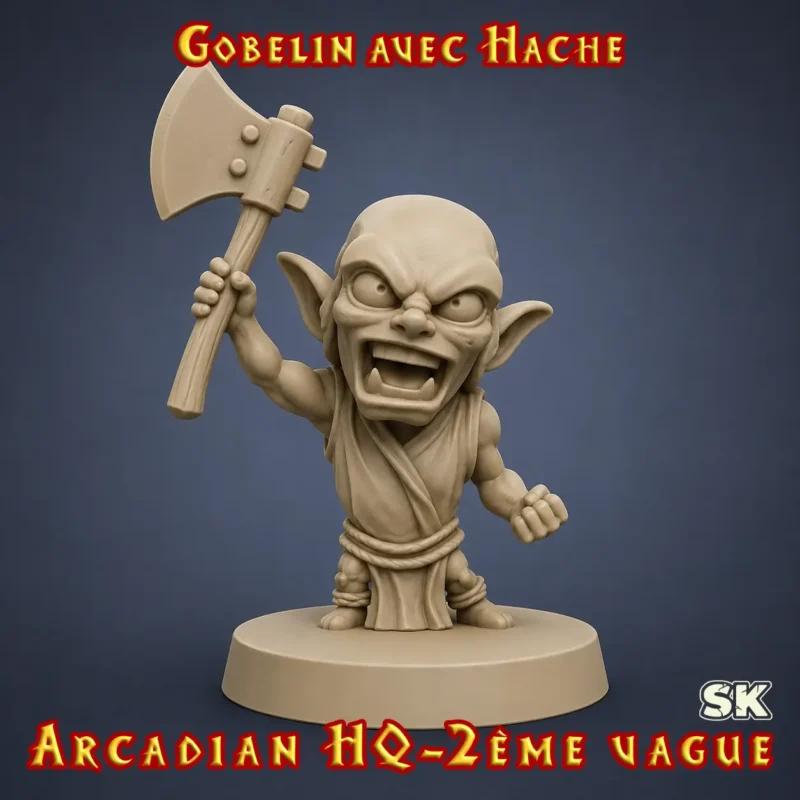 gobelin avec hache figurine gobelin avec hache HeroQuest 3D résine Arcadian 2ème Vague StoneKing