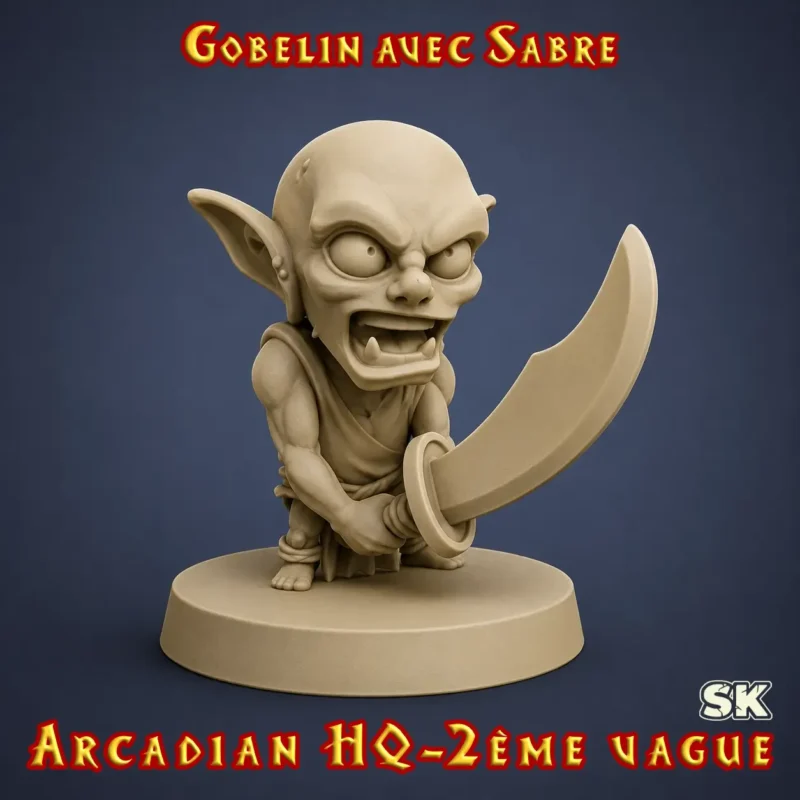 gobelin avec sabre figurine gobelin avec sabre HeroQuest 3D résine Arcadian 2ème Vague StoneKing