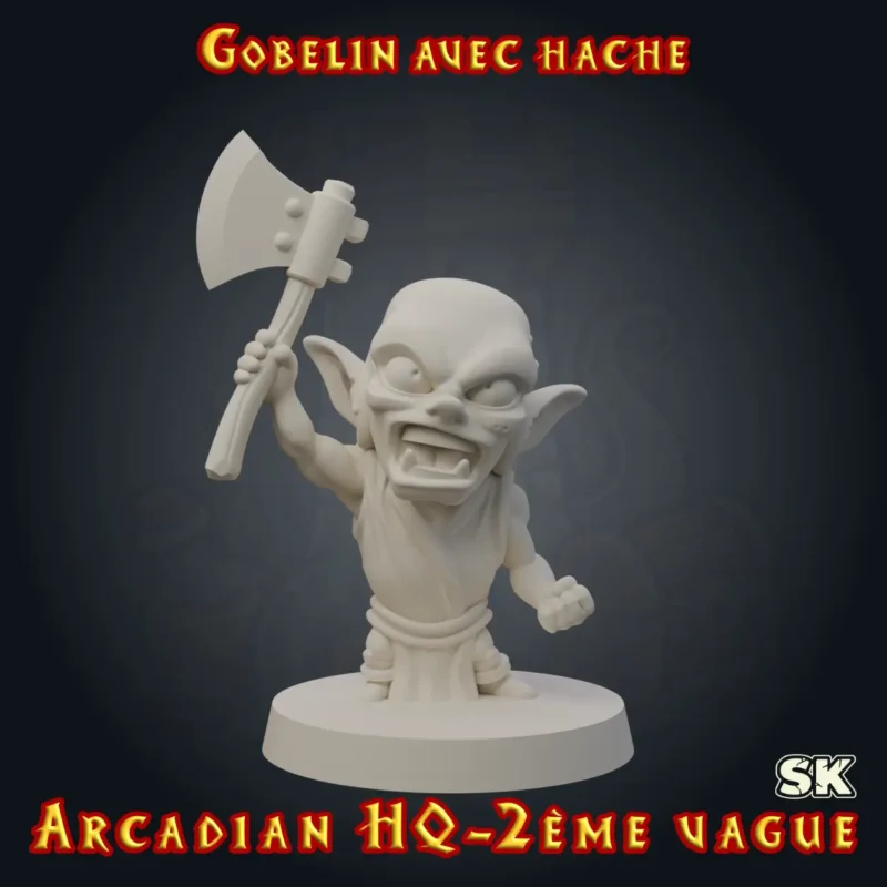 gobelin heroquest hache face figurine gobelin avec hache HeroQuest 3D résine Arcadian 2ème Vague StoneKing