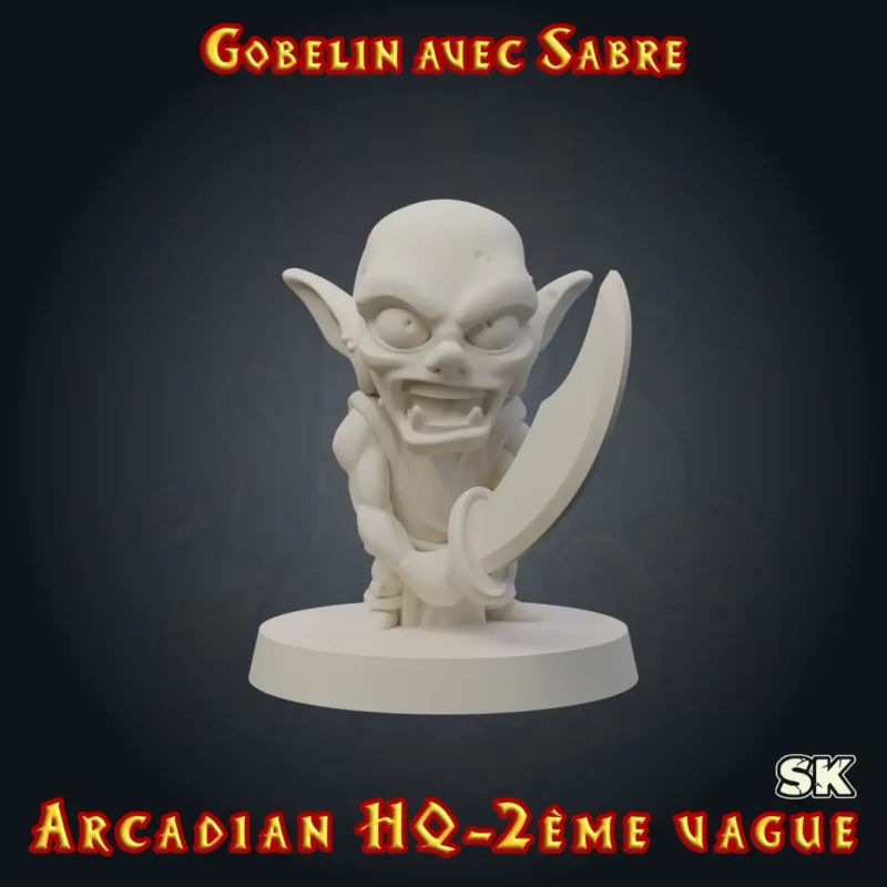 gobelin heroquest sabre face figurine gobelin avec sabre HeroQuest 3D résine Arcadian 2ème Vague StoneKing