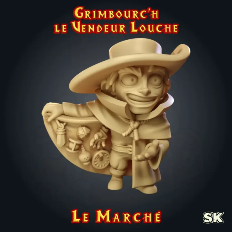 grimbourch le vendeur louche figurine heroquest figurine vendeur louche JDR 3D Grimbouc'h Le Marché StoneKing résine