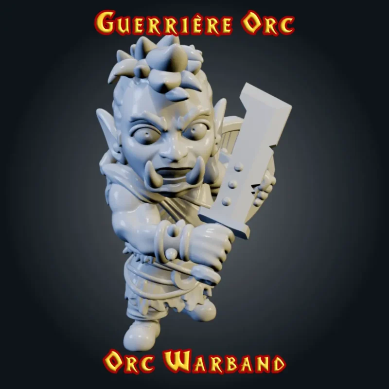 guerriere orc Figurine Guerrière Orc 3D imprimée en résine — Série Orcs StoneKing compatible HeroQuest