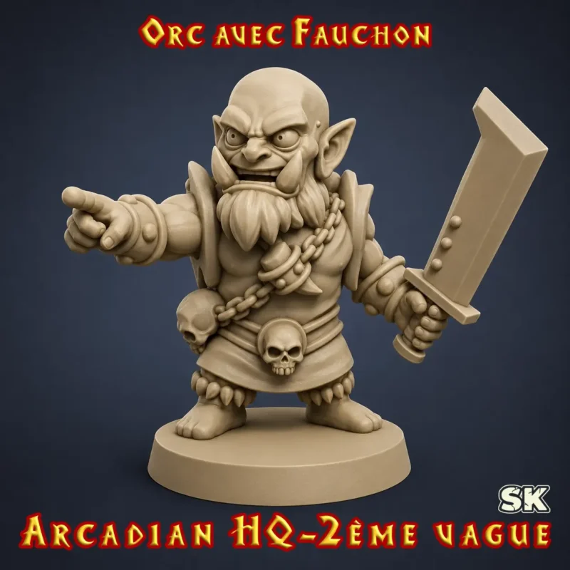 orc heroquest avec fauchon figurine orc fauchon HeroQuest 3D résine Arcadian 2ème Vague StoneKing