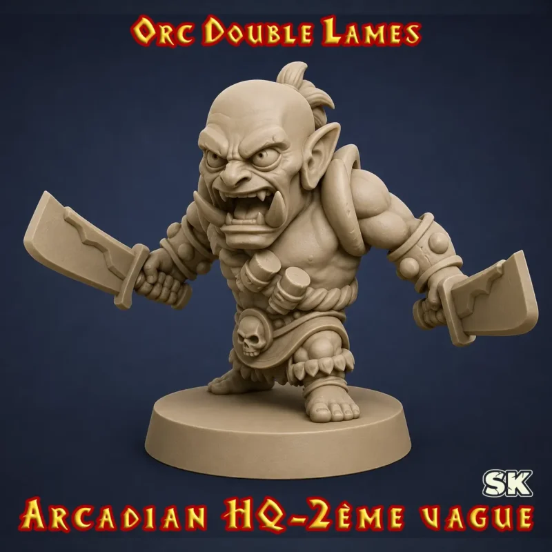 orc heroquest double lames figurine orc double lames HeroQuest 3D résine Arcadian 2ème Vague StoneKing