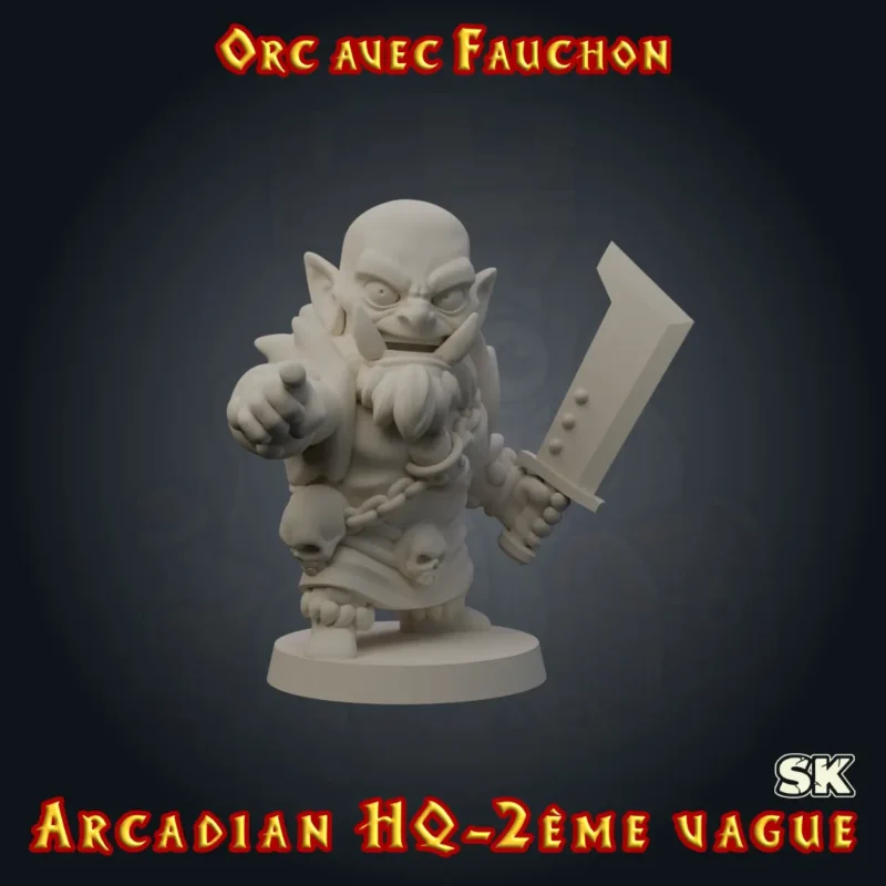orc heroquest fauchon face figurine orc fauchon HeroQuest 3D résine Arcadian 2ème Vague StoneKing