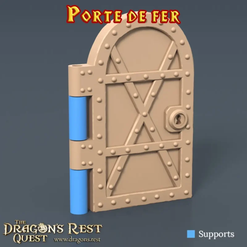 porte de fer battant porte de fer donjon 3D PLA+ rivets renforts X