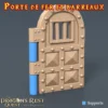 porte de fer et barreaux battant porte fer barreaux donjon 3D PLA+ lucarne panneaux relief