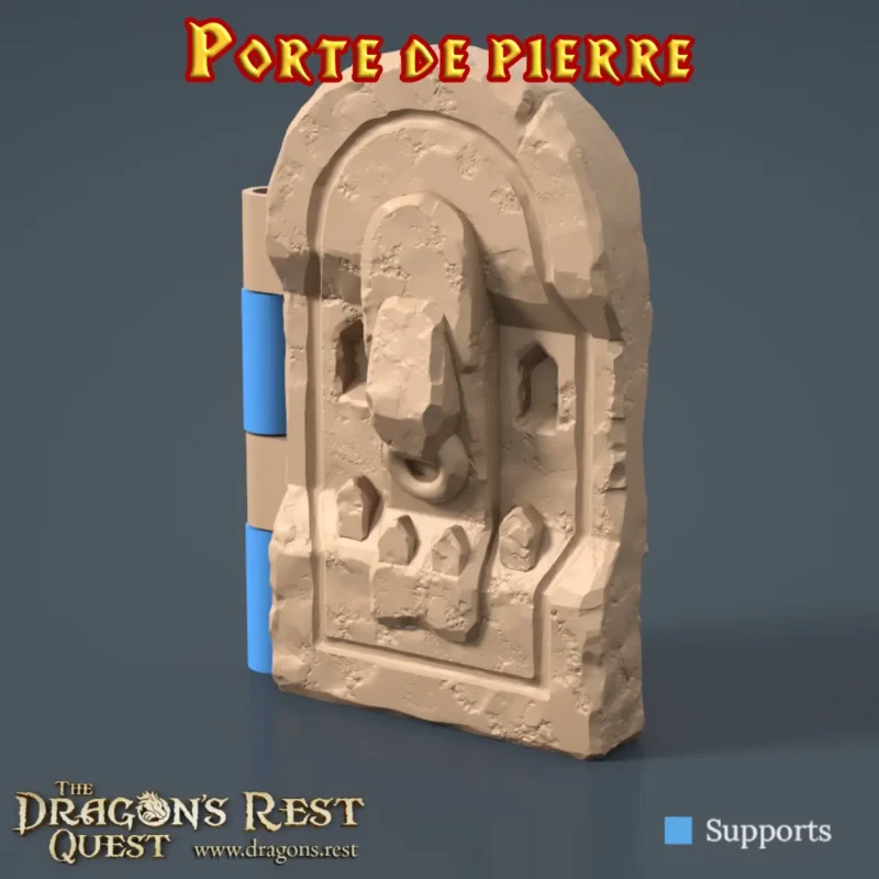 porte de pierre battant porte de pierre donjon 3D PLA+ dalle taillée heurtoir