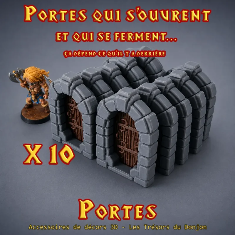 portes fonctionnelles heroquest-x10 (1) lot x10 portes fonctionnelles donjon 3D PLA+ compatible 25mm 38mm