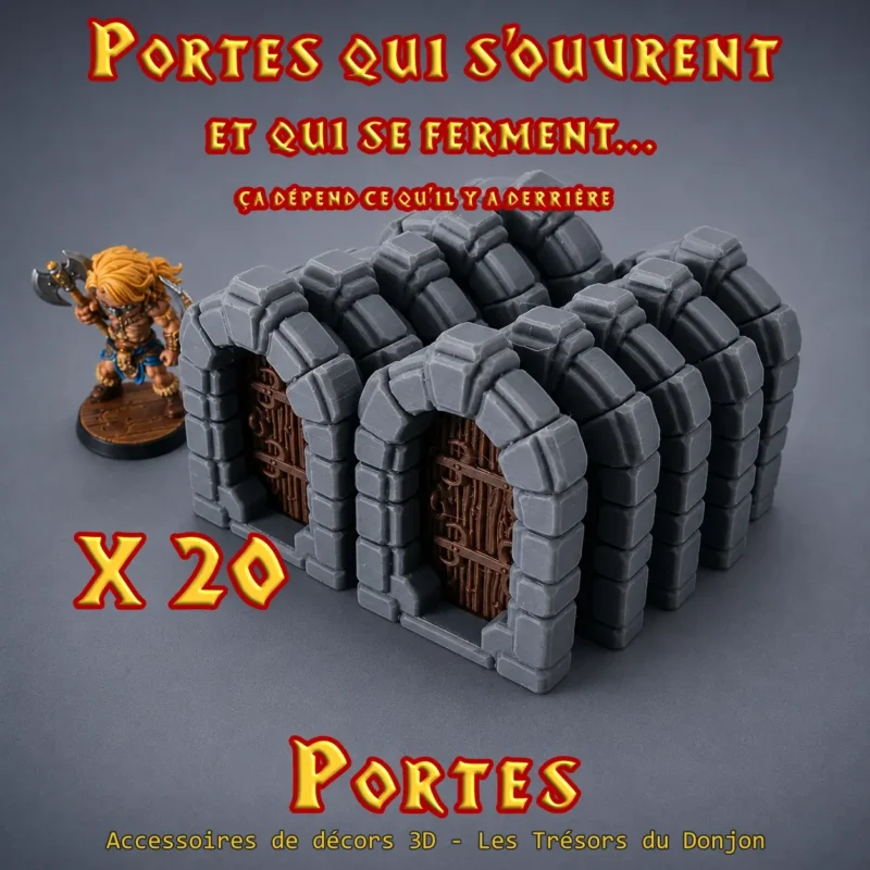 portes fonctionnelles heroquest-x20 (1) lot x20 portes fonctionnelles donjon 3D PLA+ lot complet plateau