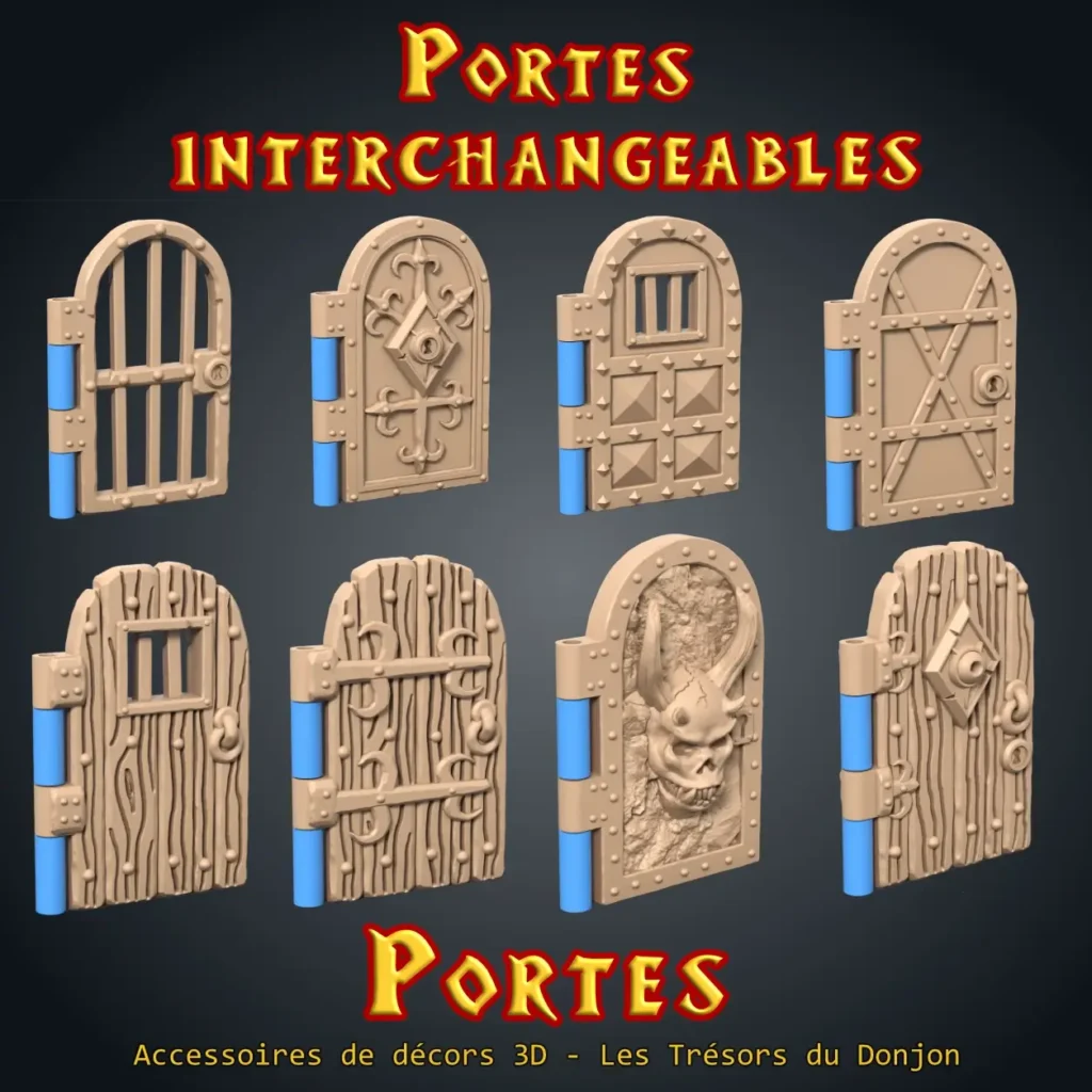 battants de porte interchangeables donjon 3D - personnaliser ses portes