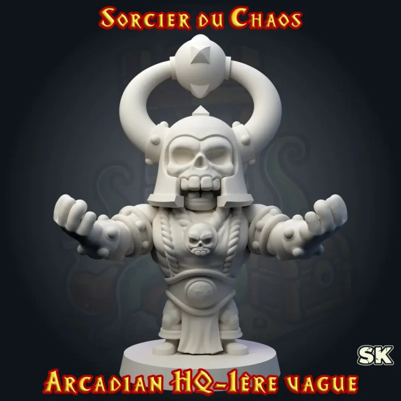 sorcier du chaos HQ-face (1) figurine Sorcier du Chaos HeroQuest 3D résine Arcadian Heroes StoneKing